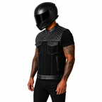 Road King Biker Weste Herren Schwarz Leder Textil