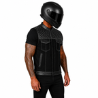 Road King Biker Weste Herren Schwarz Leder Textil