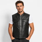 Road king motorradleder weste in nappe leder