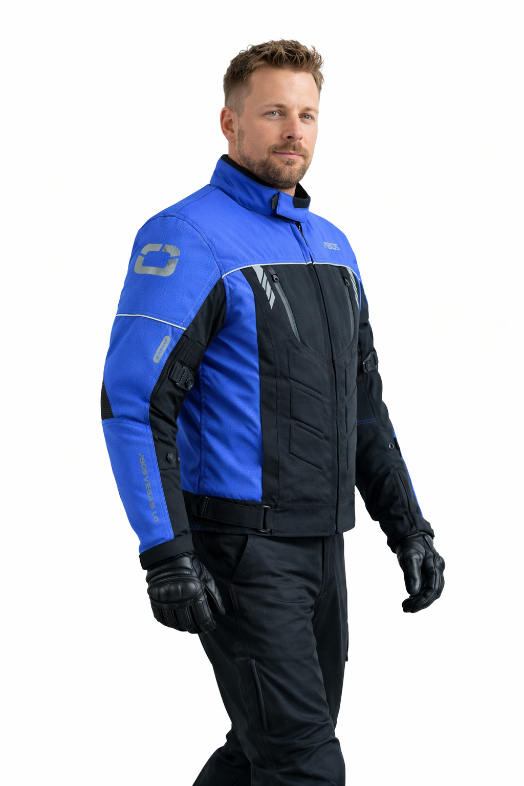 Herren Sommer Motorradjacke Blau CE-Protektoren