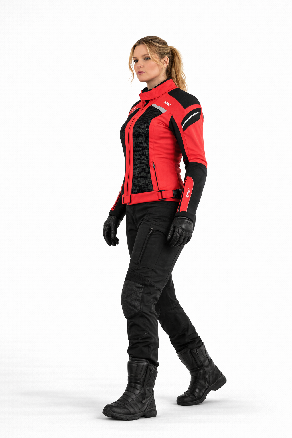Damen Motorrad Textiljacke Rot Sommer CE