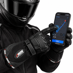 Motorradhandschuhe Herren mit langer Stulpe und verstärkter Handfläche Schwarz