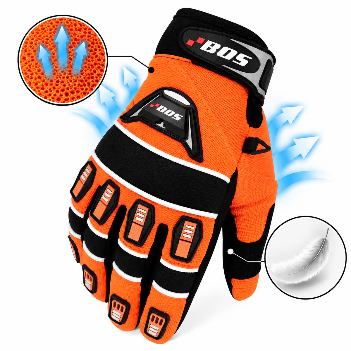 Herren Motorradhandschuhe Orange Schwarz mit Fingerverstärkung