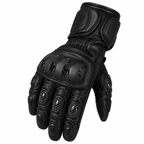 Herren Motorradhandschuhe Schwarz mit Knöchelprotektor und Langschaft