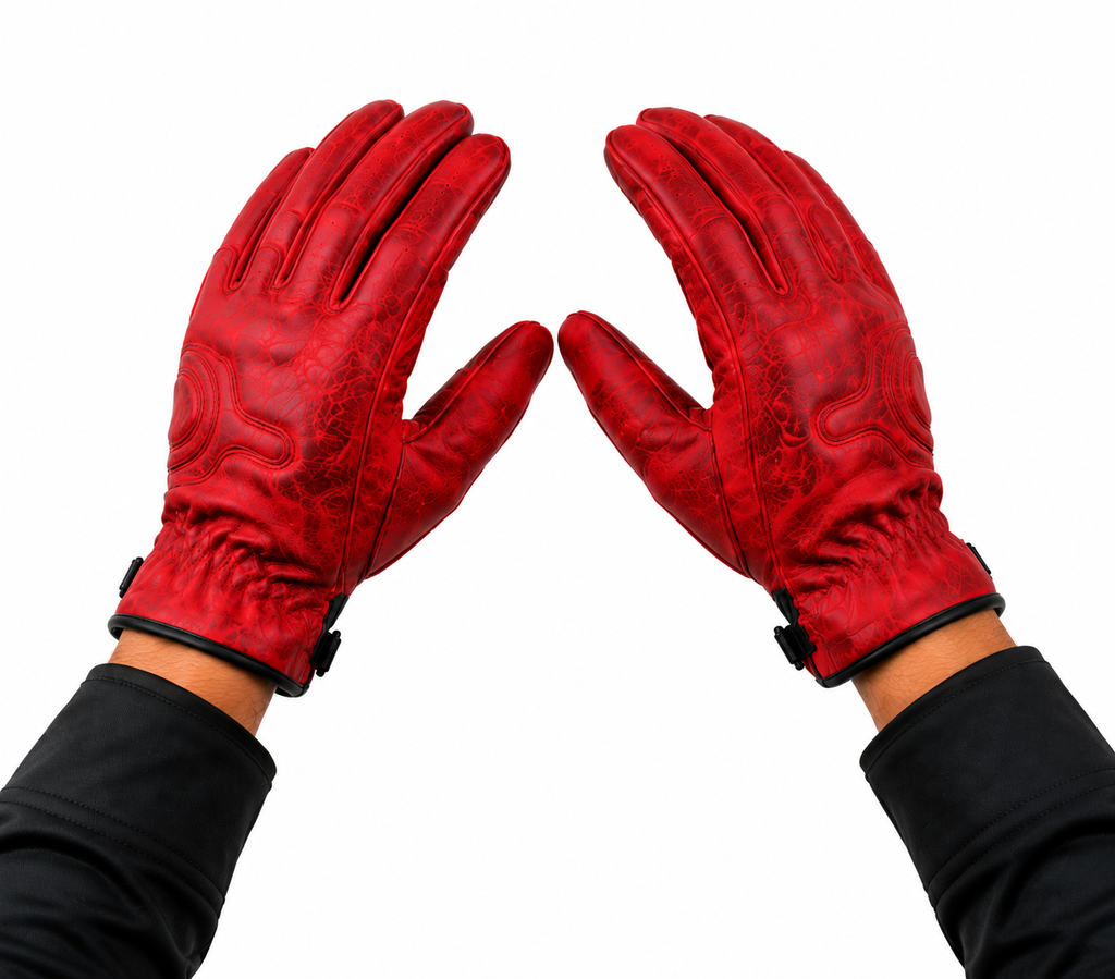 Herren Leder Motorradhandschuhe mit Protektoren – Rot, Gelb, Braun & Schwarz