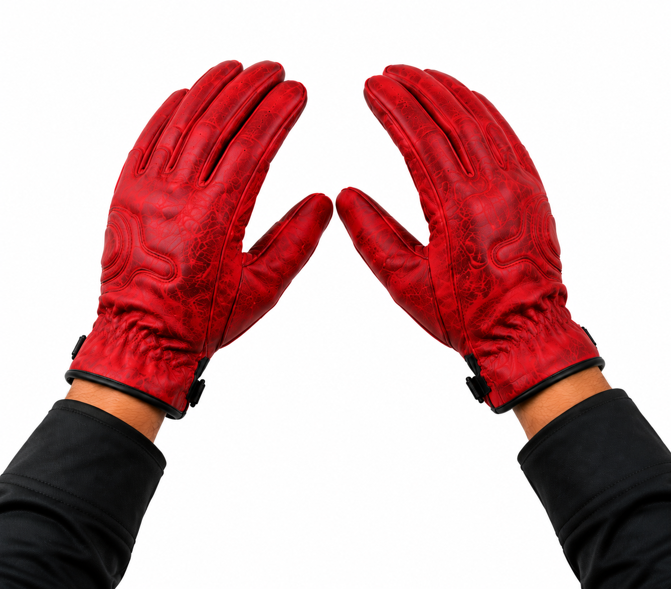 Herren Leder Motorradhandschuhe mit Protektoren – Rot, Gelb, Braun & Schwarz