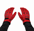 Herren Leder Motorradhandschuhe Rot mit Protektoren