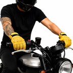 Herren Leder Motorradhandschuhe Gelb mit Verstärkung