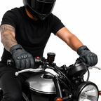 Schwarze Herren Leder Motorradhandschuhe mit Schutzpolstern