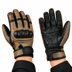 Herren Motorrad-Lederhandschuhe Braun – Perforierte Ausführung
