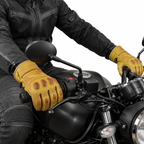 Gelbe Leder-Motorradhandschuhe Herren mit Handverstärkung