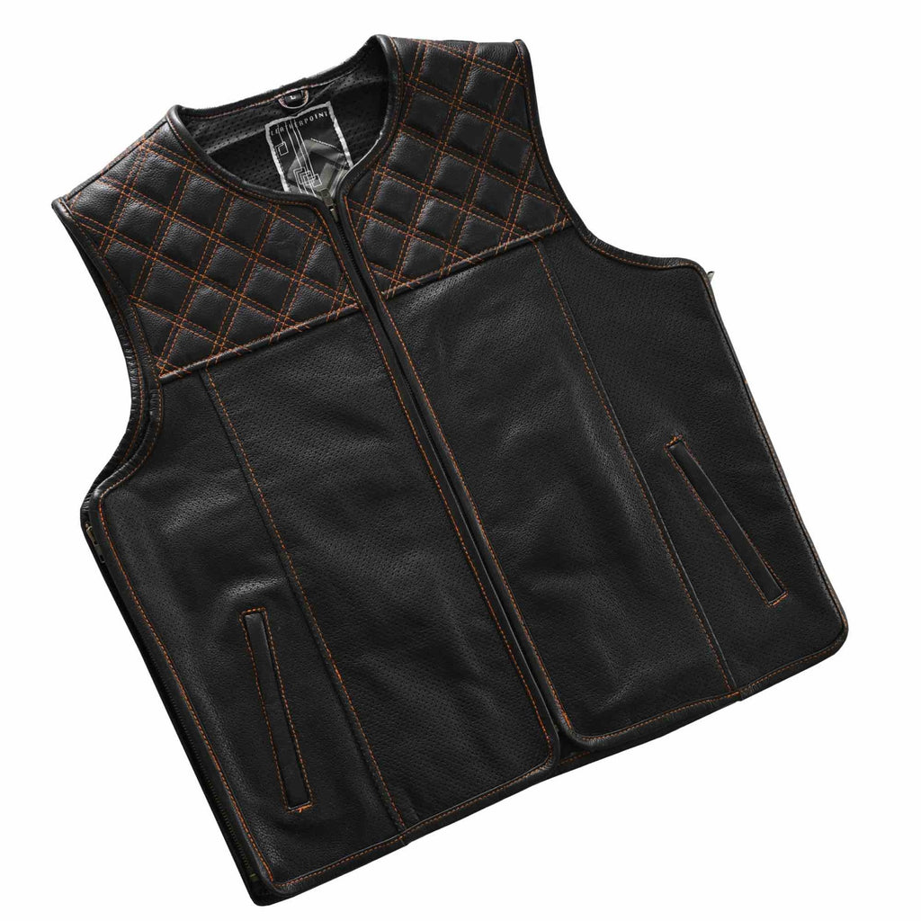 Detailaufnahme der beiden Außentaschen der Iron Brotherhood Weste, beide mit YKK Metall-Reißverschluss, praktische Aufteilung für Biker.