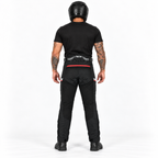 Schwarze Motorradhose mit Netzgewebe und verstellbarem Bund