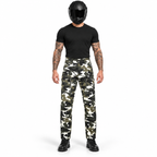 Motorrad-Cargohose Weiß mit Baumwollstretch und CE-Knieprotektoren