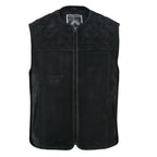 Frontansicht der Iron Brotherhood Wild Leather Weste aus schwarzem Nubuckleder