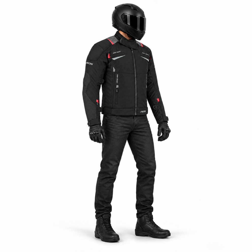 Motorradjacke Herren Schwarz – Wasserdichte Textiljacke mit Protektoren