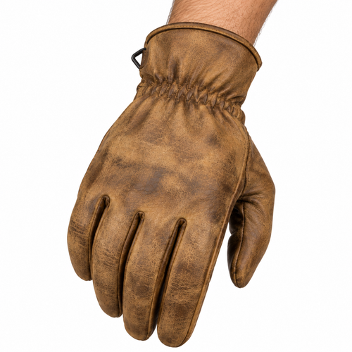Braune Lederhandschuhe für Motorradfahrer im Vintage-Stil