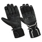 Herren Motorradhandschuhe Schwarz mit Knöchelpolster und Touchscreen-Funktion