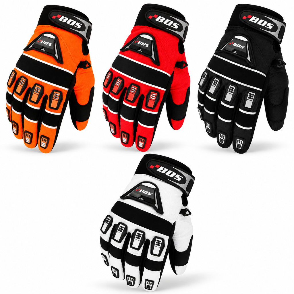 Herren Motorradhandschuhe Schwarz Rot Orange Weiß mit Fingerverstärkung