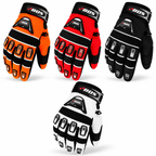 Herren Motorradhandschuhe Schwarz Rot Orange Weiß mit Fingerverstärkung