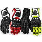 Herren Motorradhandschuhe Schwarz mit Protektor in mehreren Farben