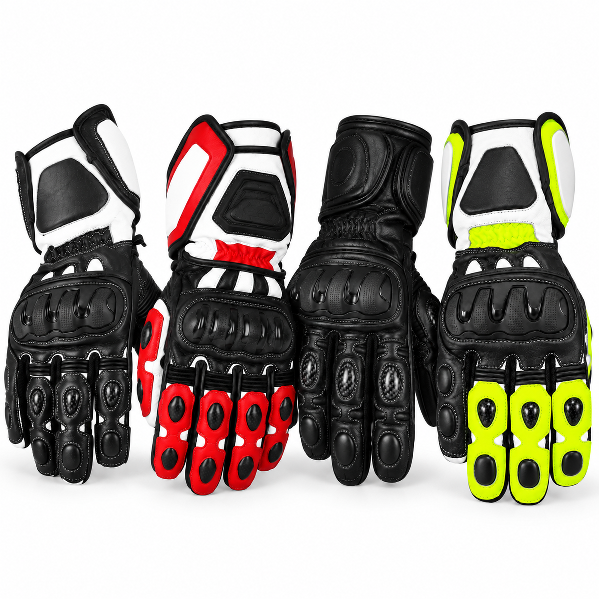Herren Motorradhandschuhe Schwarz mit Protektor in mehreren Farben