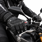 Herren Motorradhandschuhe Schwarz mit Protektor, Mesh-Einsätzen und Klettverschluss