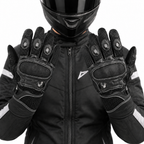 Herren Motorradhandschuhe Schwarz mit Protektor, Mesh-Einsätzen und Klettverschluss