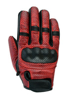 Herren Motorrad Lederhandschuhe Rot Schwarz mit Protektoren