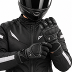 Herren Motorradhandschuhe Schwarz mit Protektor, Mesh-Einsätzen und Klettverschluss