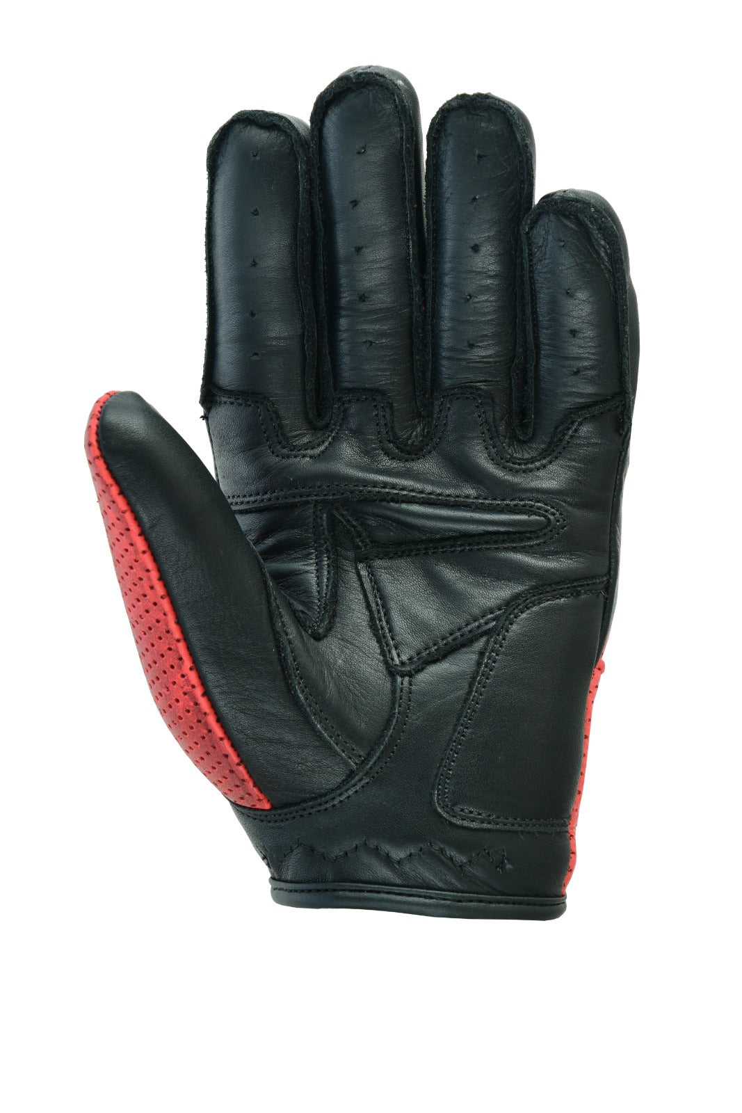 Herren Motorrad Lederhandschuhe Rot Schwarz mit Protektoren