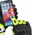 Herren Motorradhandschuhe Schwarz Grün mit Hartschutz und langer Stulpe