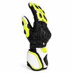 Herren Motorradhandschuhe Schwarz Grün mit Hartschutz und langer Stulpe