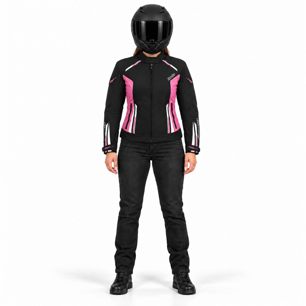Damen-Motorradjacke mit CE-Protektoren und herausnehmbarem Futter – Sommer & Winter