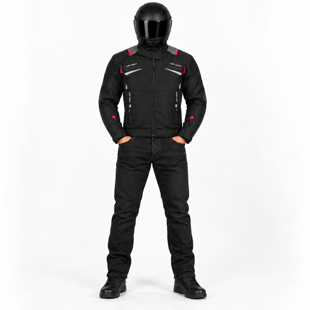 Motorradjacke Herren Schwarz – Wasserdichte Textiljacke mit Protektoren