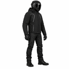 Softshell Motorradjacke Herren Schwarz mit abnehmbarer Kapuze und Reflexdetails