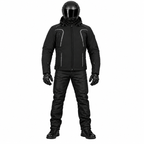 Softshell Motorradjacke Herren Schwarz mit abnehmbarer Kapuze und Reflexdetails