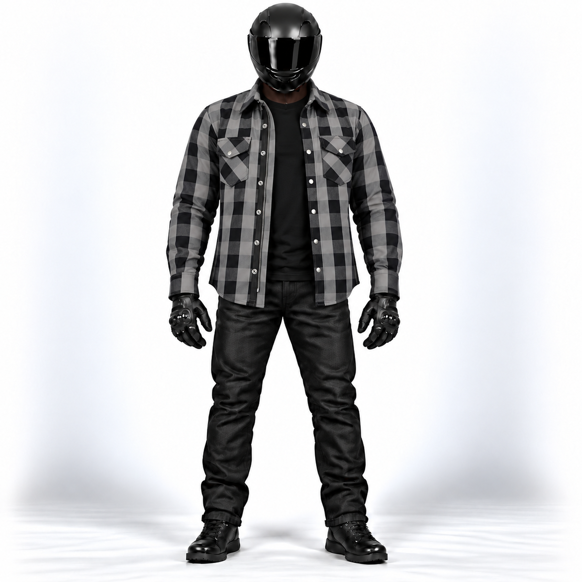 Motorrad Holzfällerhemd Herren mit Aramid-Verstärkung und CE-Protektoren – Biker Flanellhemd