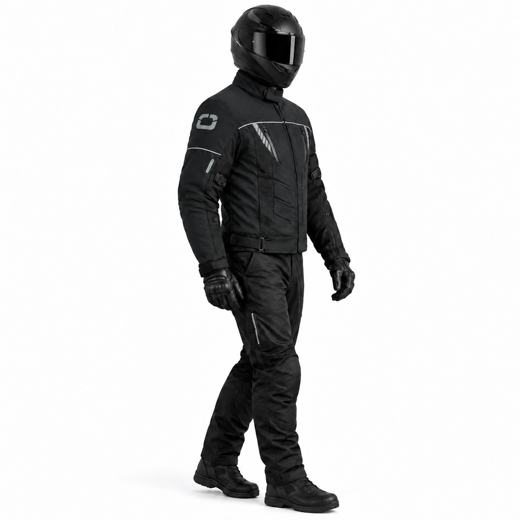 Motorradjacke Herren Schwarz Wasserdicht CE