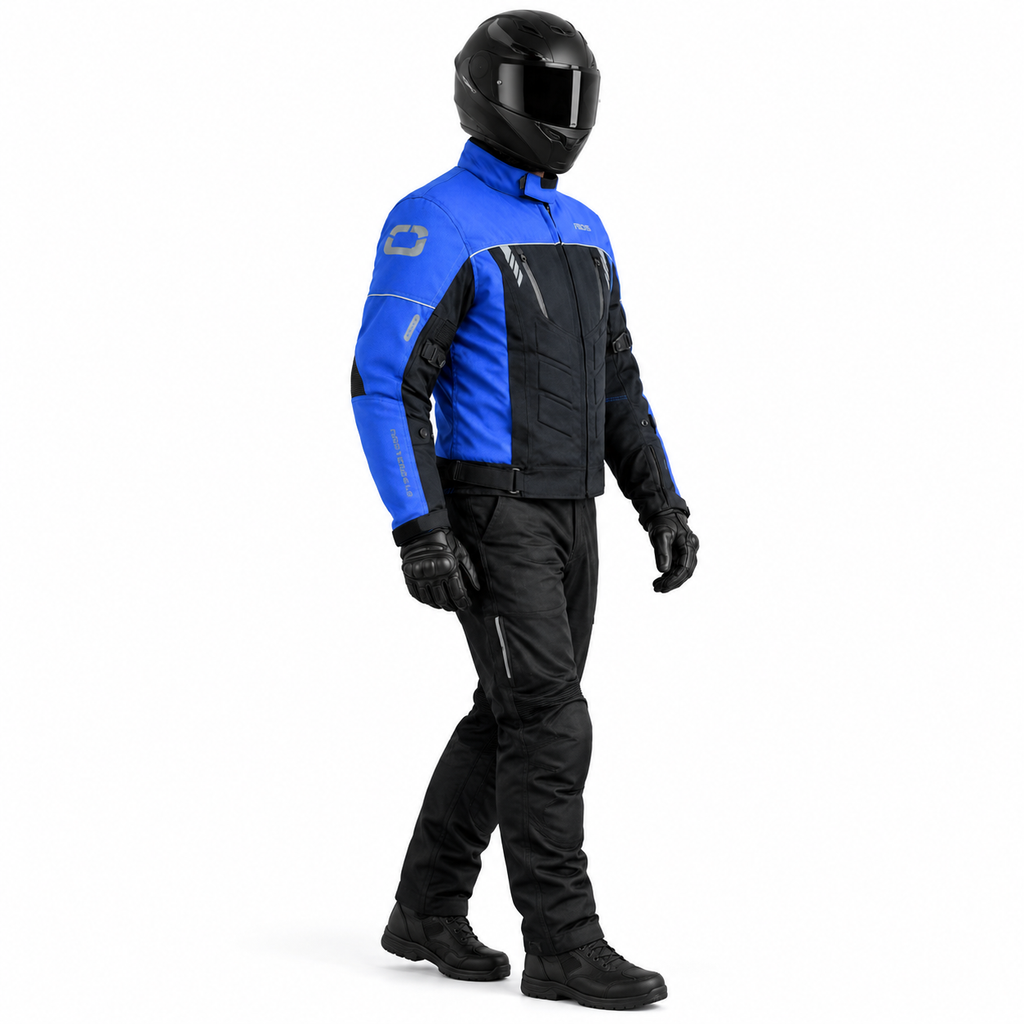 Herren Sommer Motorradjacke Blau CE-Protektoren