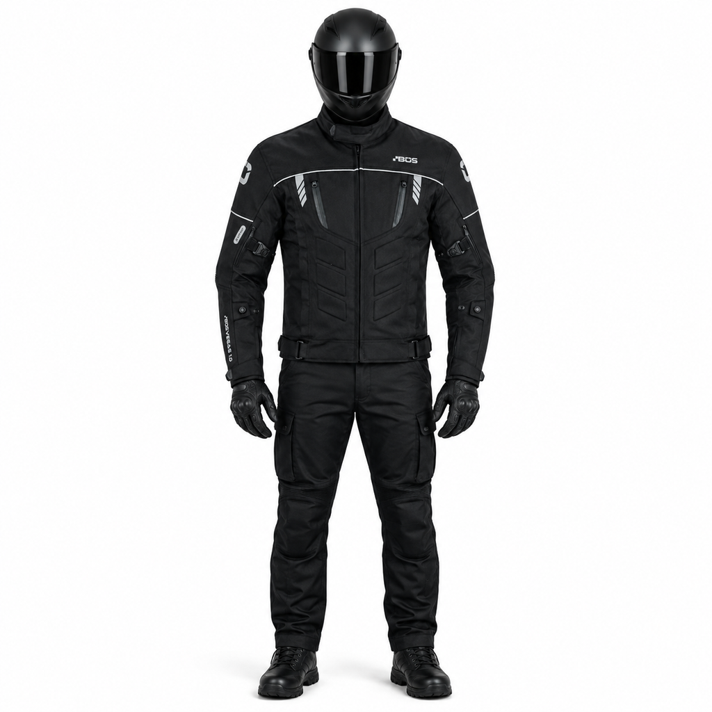 Motorradjacke Herren Schwarz Wasserdicht CE