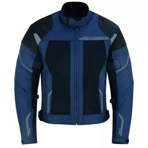 Herren Motorradjacke Sommer in Schwarz, Blau & Grau mit CE-Protektoren