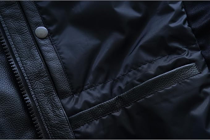 Iron Brotherhood Lederweste aus schwarzem Rindsleder mit praktischer Neopren-Innentasche für Smartphone, Geldbörse oder andere persönliche Gegenstände.