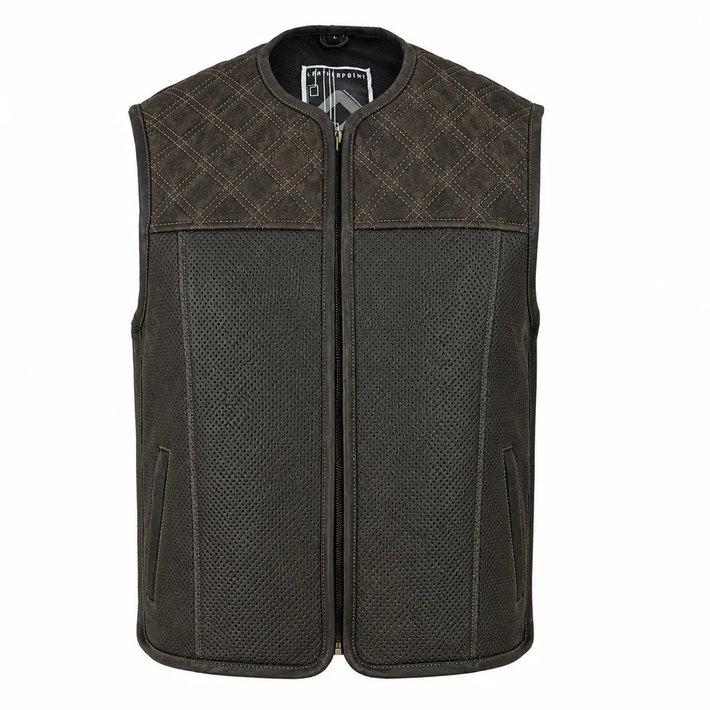 Iron Brotherhood Perforierte Motorrad Lederweste für Herren