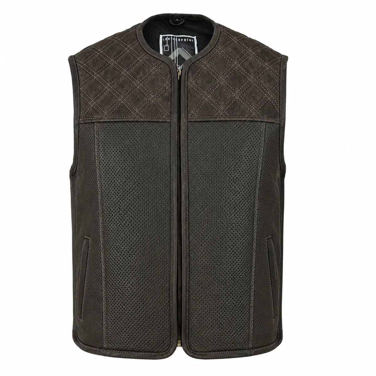 Iron Brotherhood Perforierte Motorrad Lederweste für Herren
