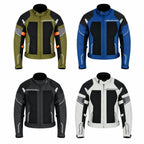 Herren Motorradjacke Sommer in Schwarz, Blau & Grau mit CE-Protektoren