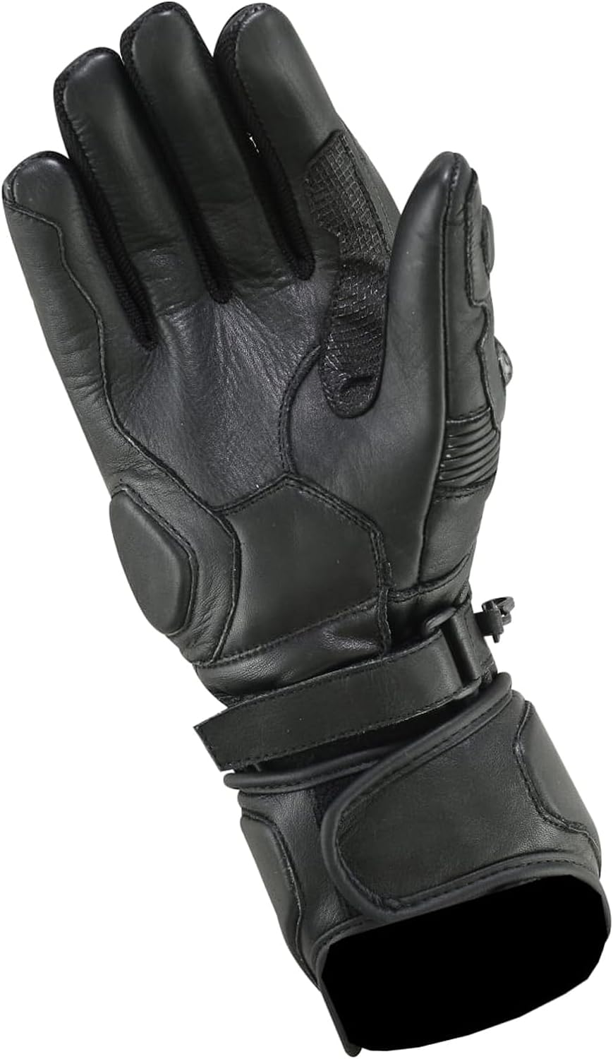 Herren Motorradhandschuhe Schwarz mit Knöchelprotektor und Langschaft