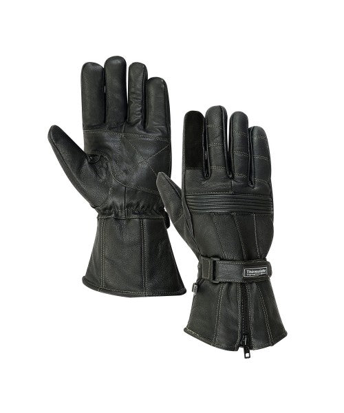 Herren Motorradhandschuhe mit langer Stulpe und Reißverschluss