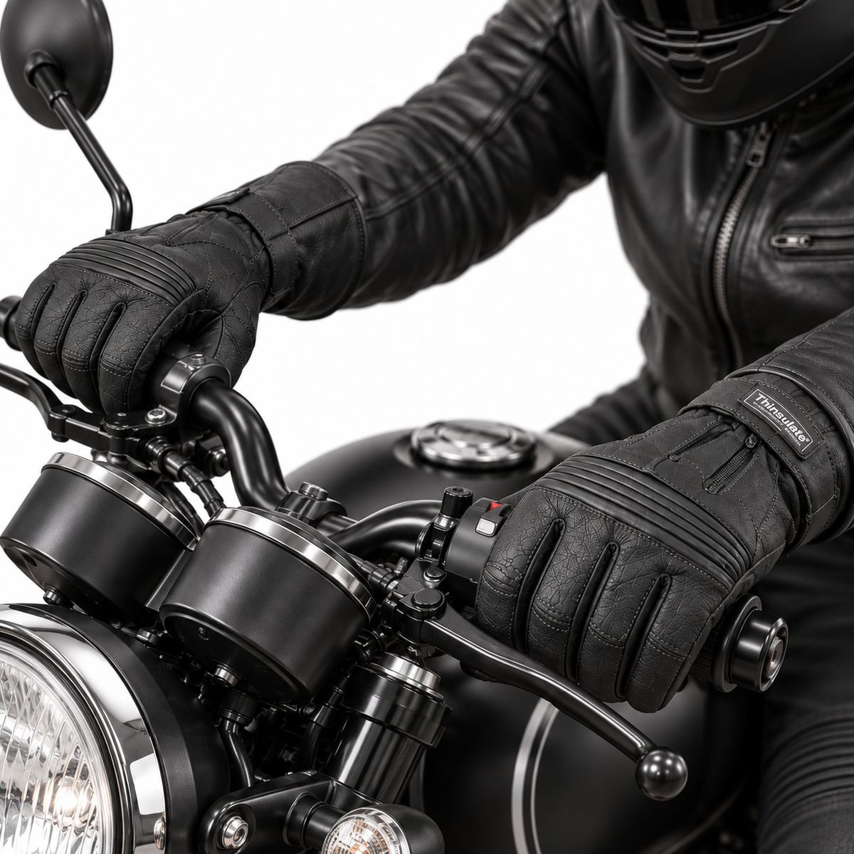 Herren Motorradhandschuhe mit langer Stulpe und Reißverschluss