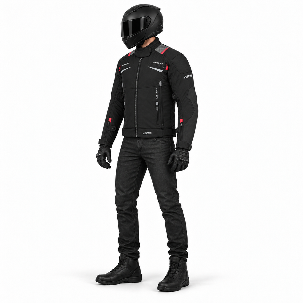 Motorradjacke Herren Schwarz – Wasserdichte Textiljacke mit Protektoren